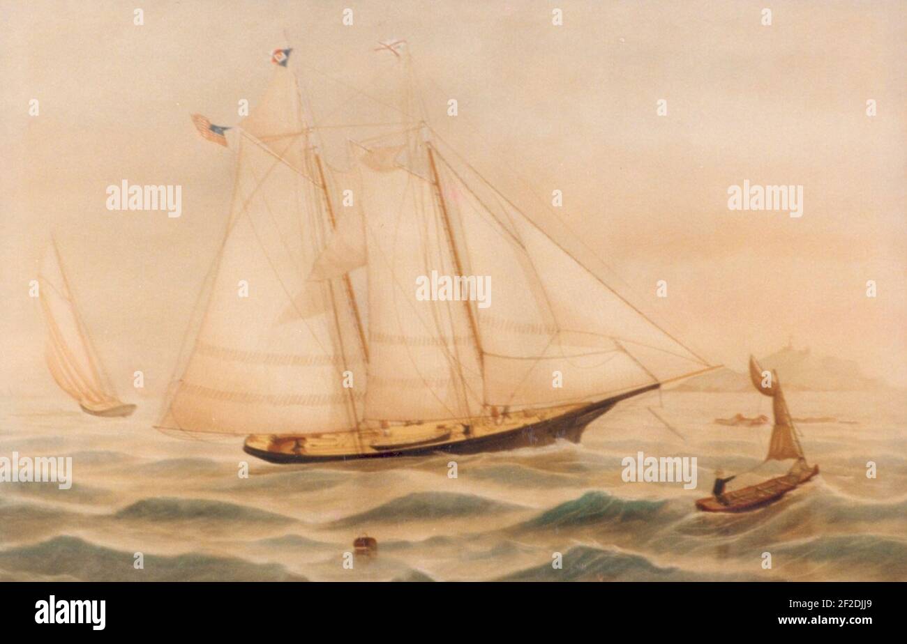 Portrait of Schooner Yacht Glimpse, by Joseph W Pierce 4146 Stock Photo ...