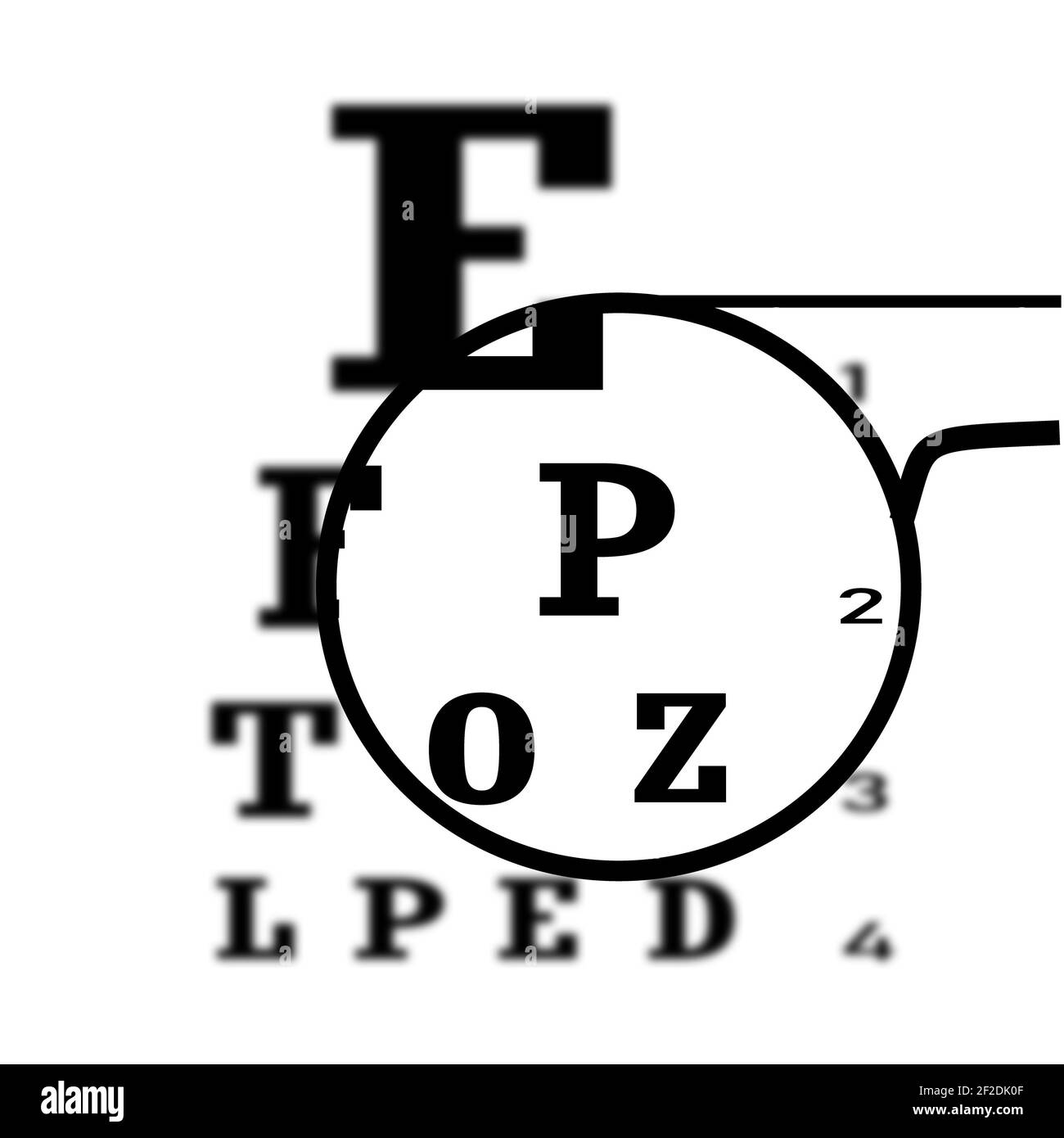 eye test blurred with glasses on white background. glasses optician sign. vision of eyesight symbol. flat style. Stock Photo