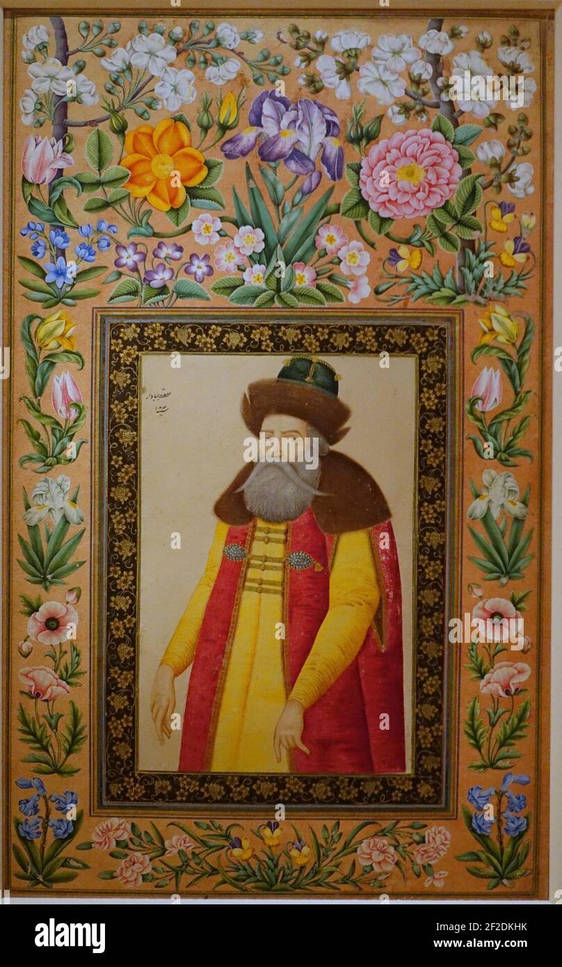 Portrait of the Russian ambassador Prince Andrey Proklonskiy, from the Davis album, by 'Ali Quli Jabbadar, Iran, AH 1048, 1673-74 AD, Stock Photo