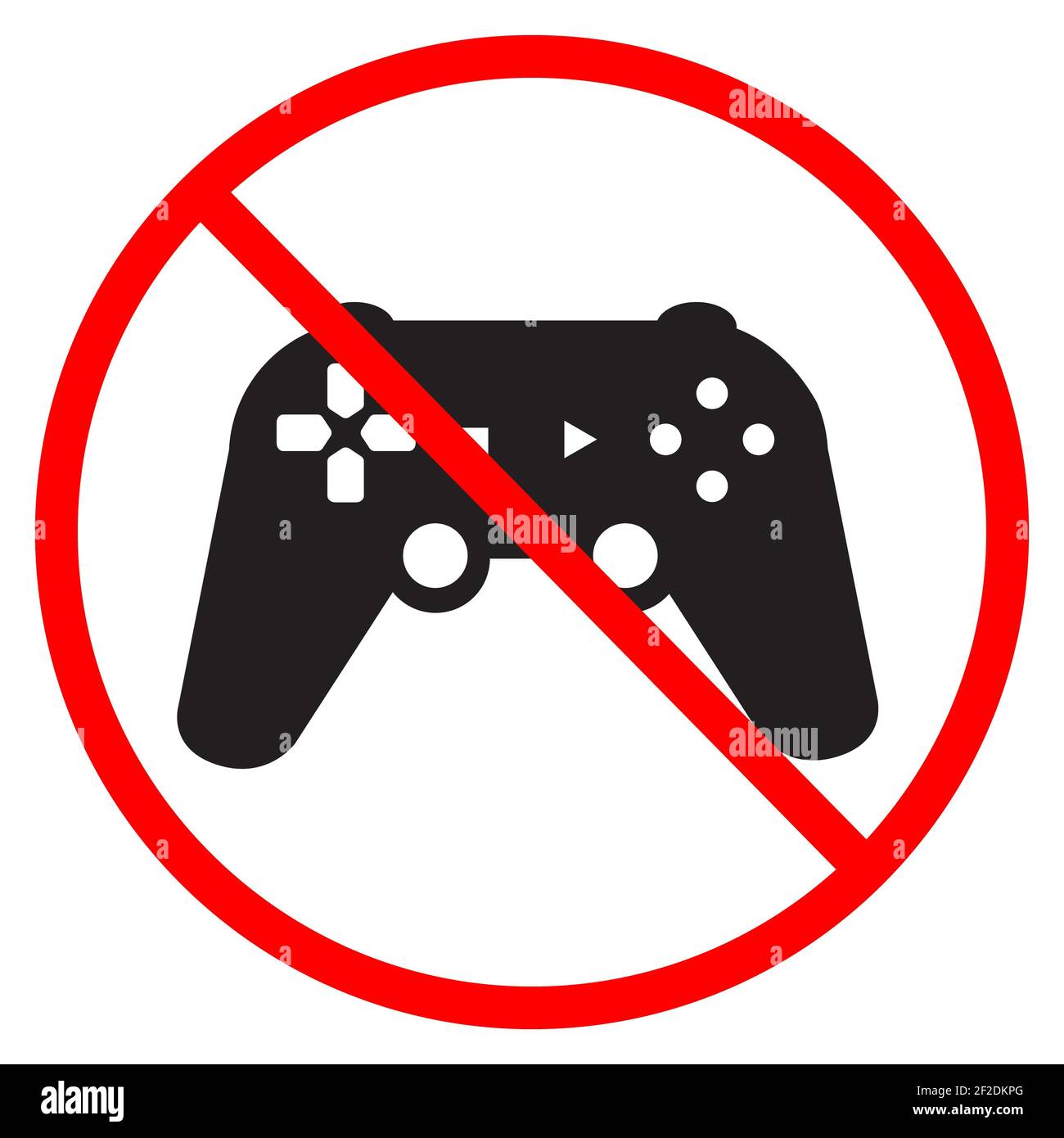 no play a game icon on white background. do not play a game sign