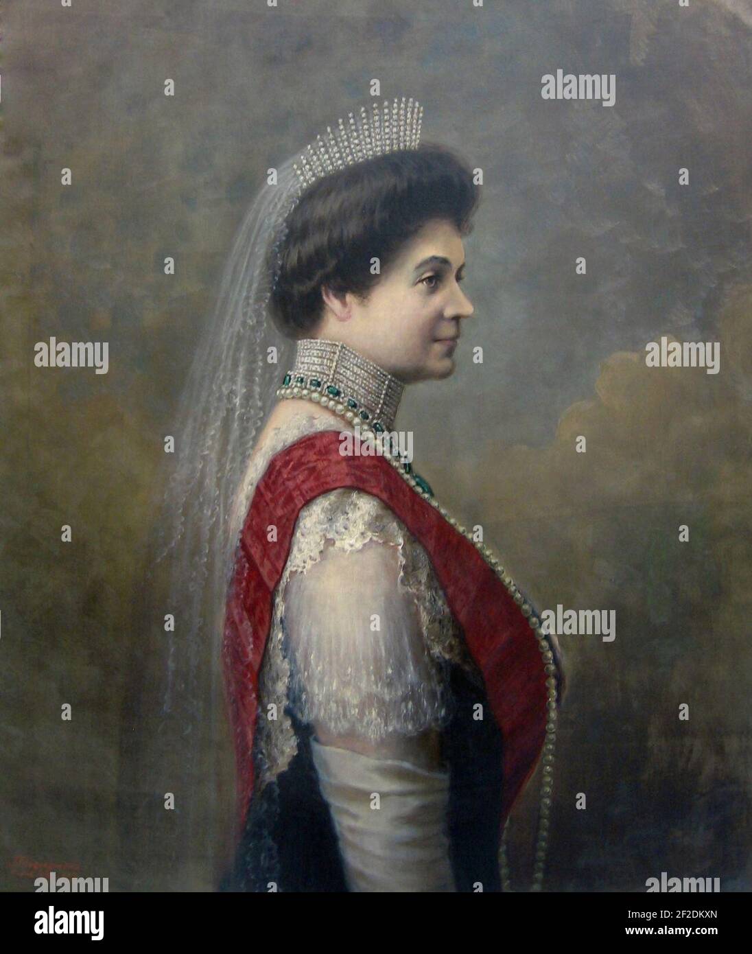 Portrait of Tsaritsa Eleonora of Bulgaria - oil painting. Stock Photo