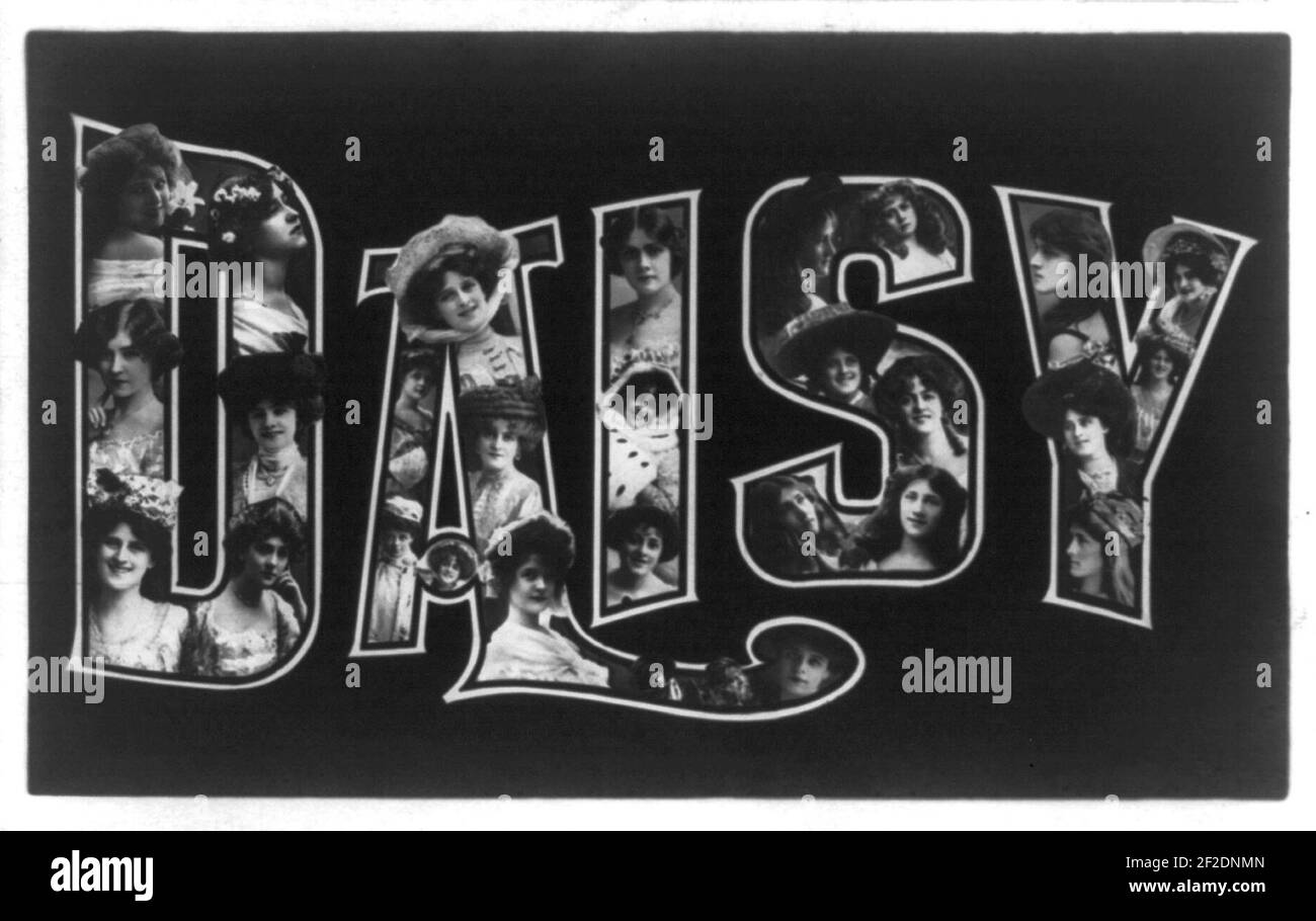 Portraits Of Young Women Arranged With Necessary Sketching Etc To Spell First Names Daisy Stock Photo Alamy