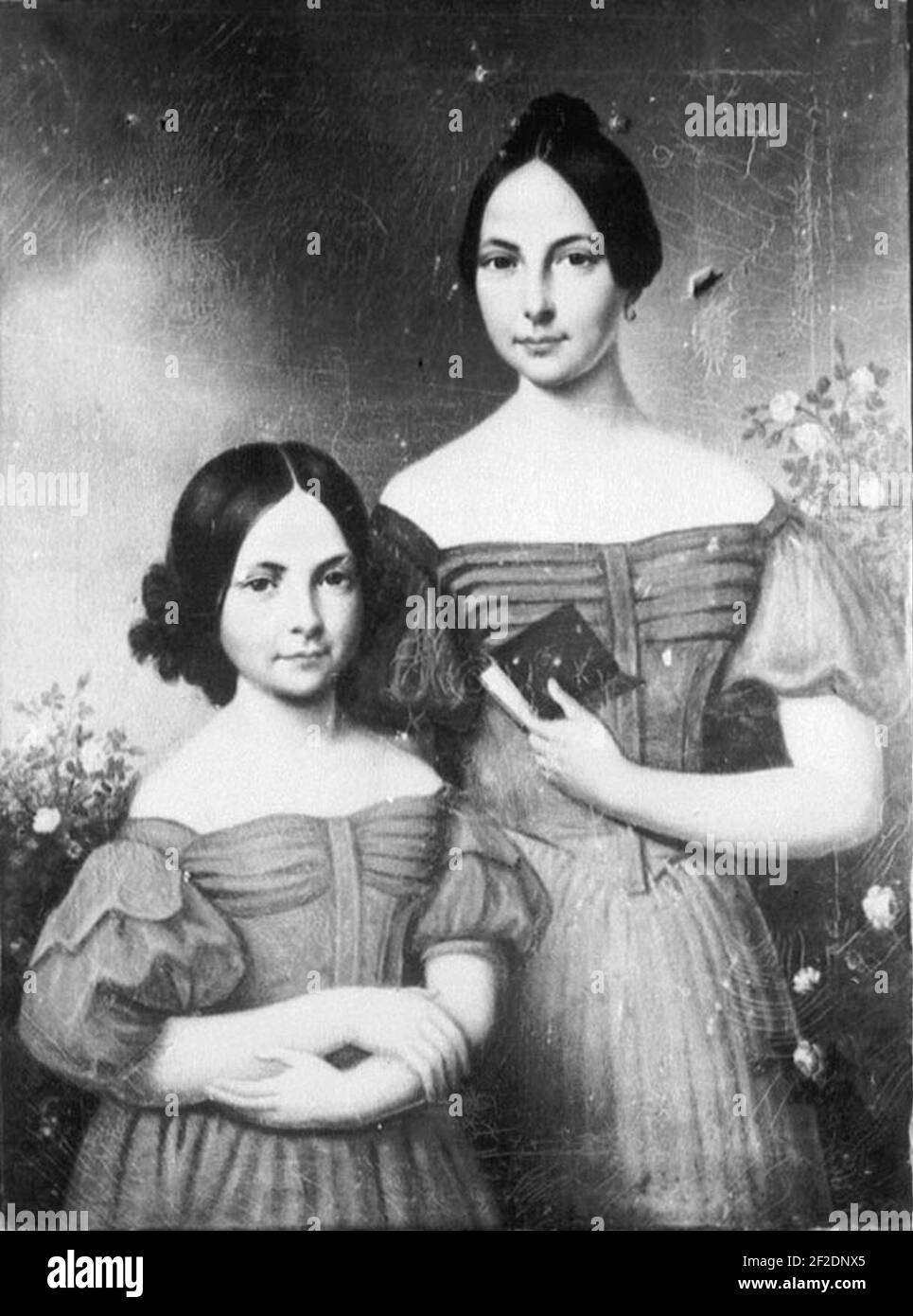 Porträt der Prinzessinnen Auguste und Hermine zu Waldeck und Pyrmont. Stock Photo