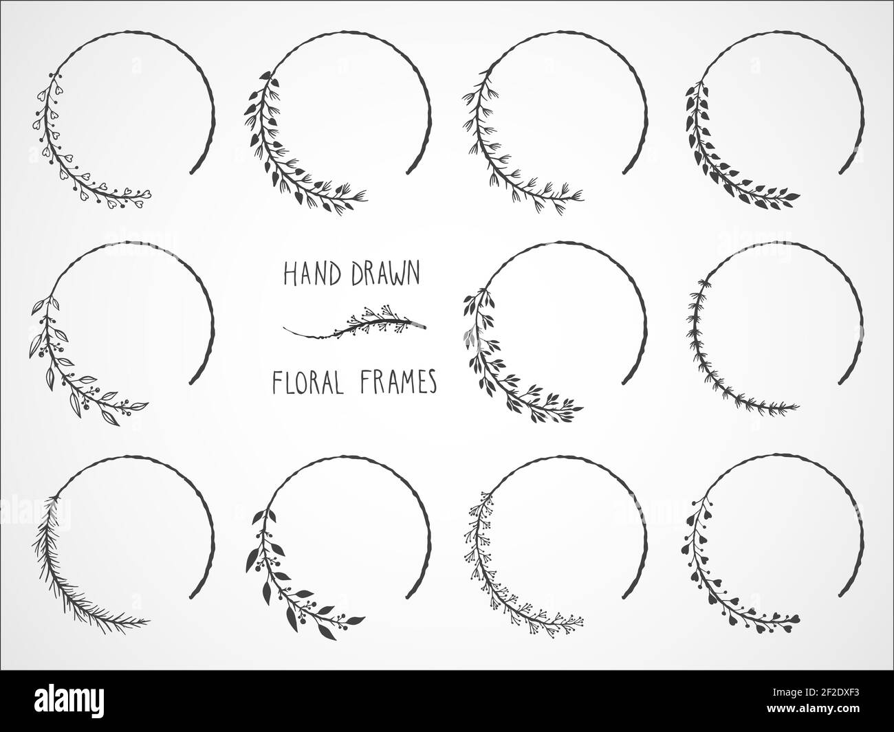 Vector set of floral hand drawn frames and decorative elements Stock ...