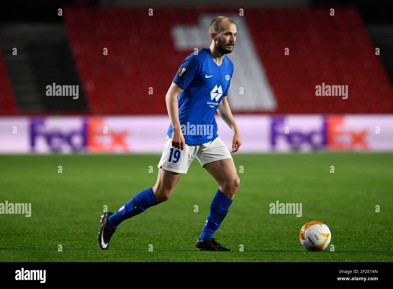 BUDAPEST, HUNGARY - SEPTEMBER 29: Oleksandr Zubkov of Ferencvarosi TC  controls the ball during the UEFA Champions League Play-Offs Second Leg  match between Ferencvarosi TC and Molde FK at Ferencvaros Stadium on