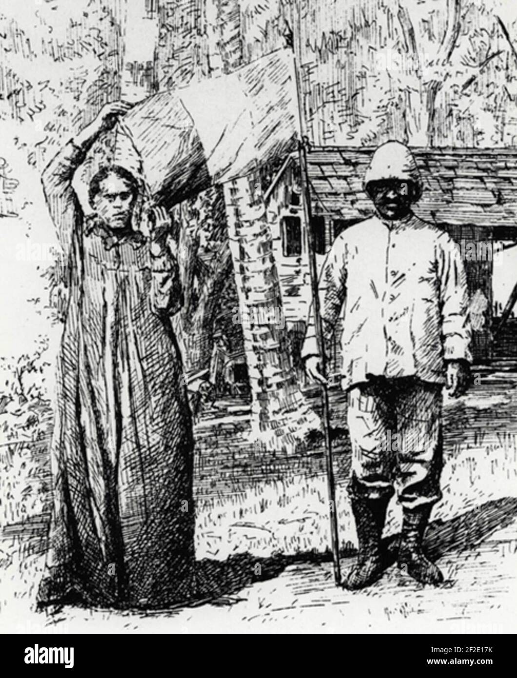 Drapeau offert aux volontaires tahitiens en 1897 Stock Photo