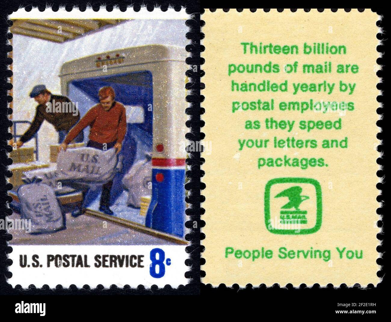 Postal Service Employees Loading Mail 8c 1973 issue U.S. stamp