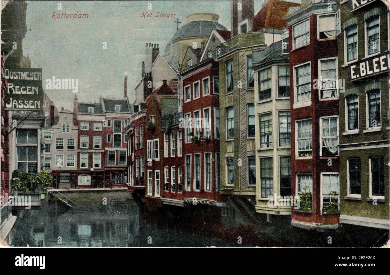 Postcard 17 Rotterdam, Het Steiger recto. Stock Photo