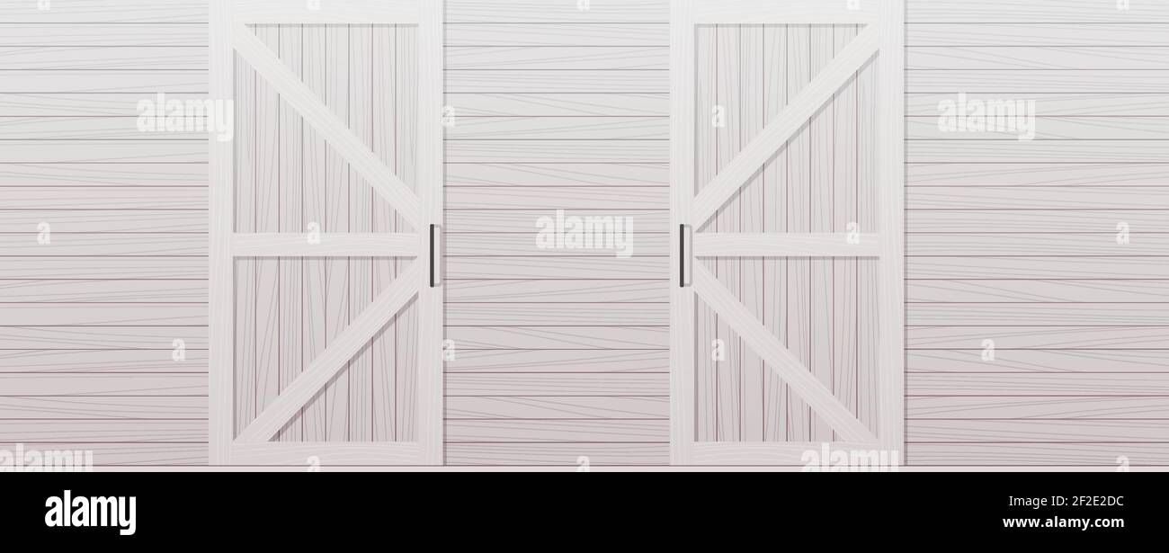 gray wooden barn door front side background horizontal vector illustration Stock Vector
