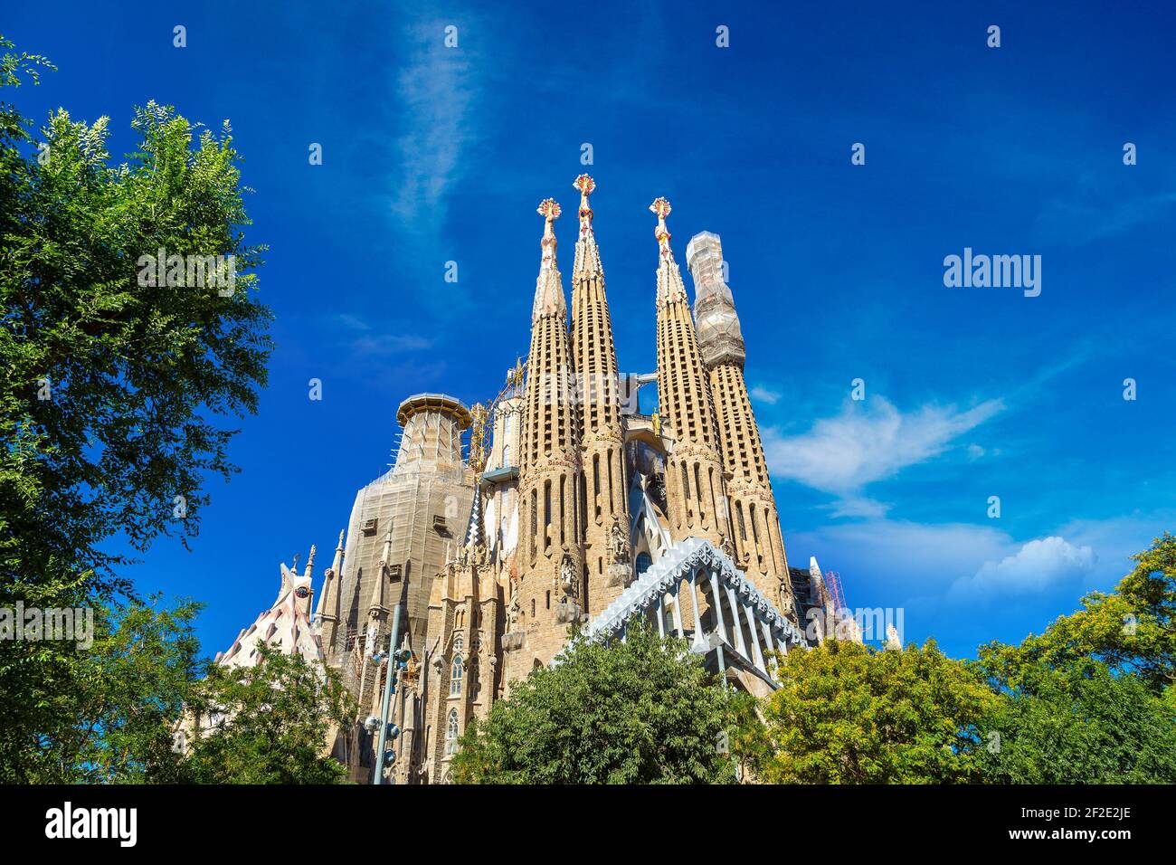BARCELONA, SPAIN - JUNE 26, 2016: Sagrada Familia by Antoni Gaudi. in Barcelona,in a beautiful summer day, Catalonia, Spain on June 26, 2016 Stock Photo