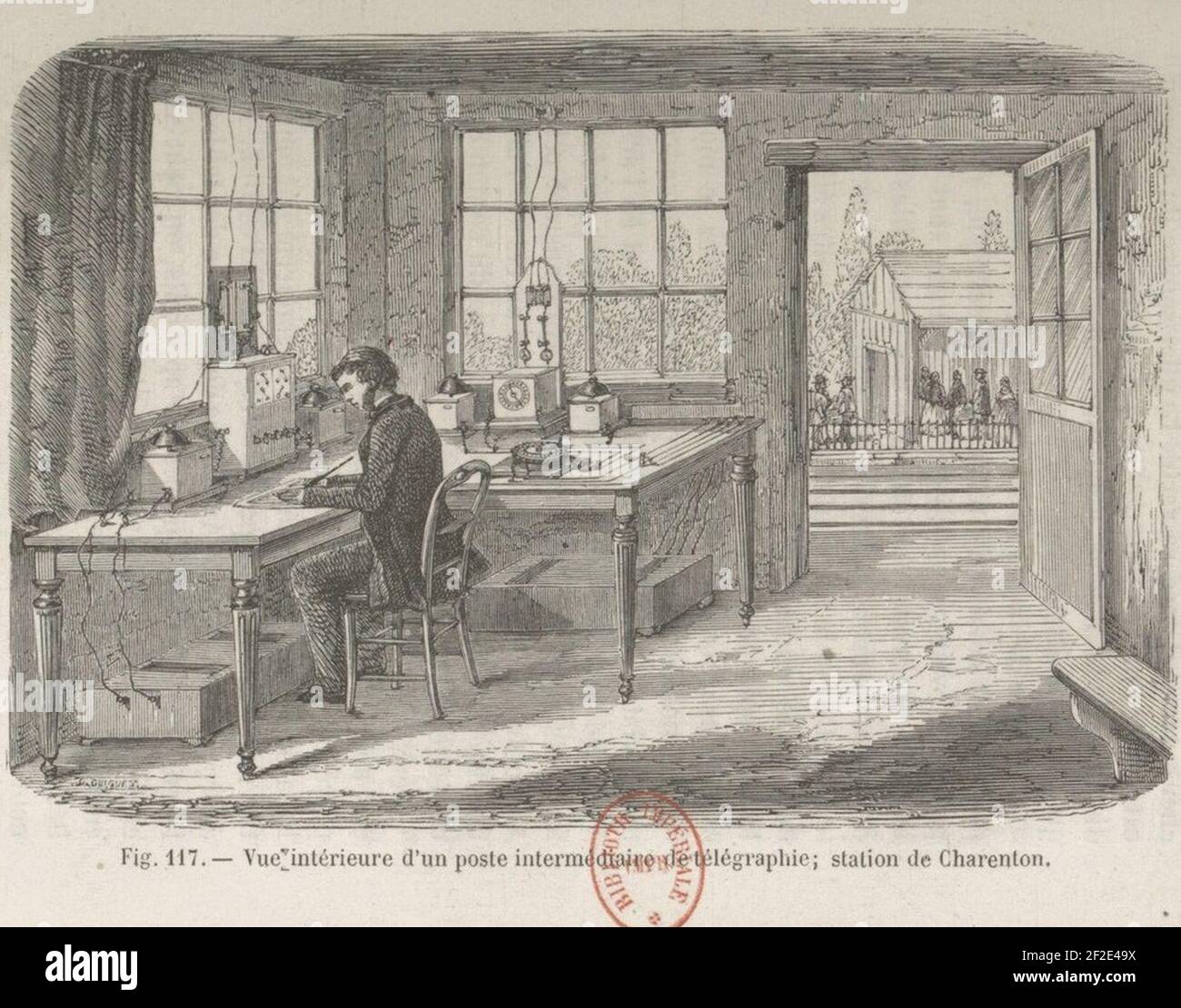 Poste de télégraphe de la gare de Charenton au XIXe siècle Stock Photo