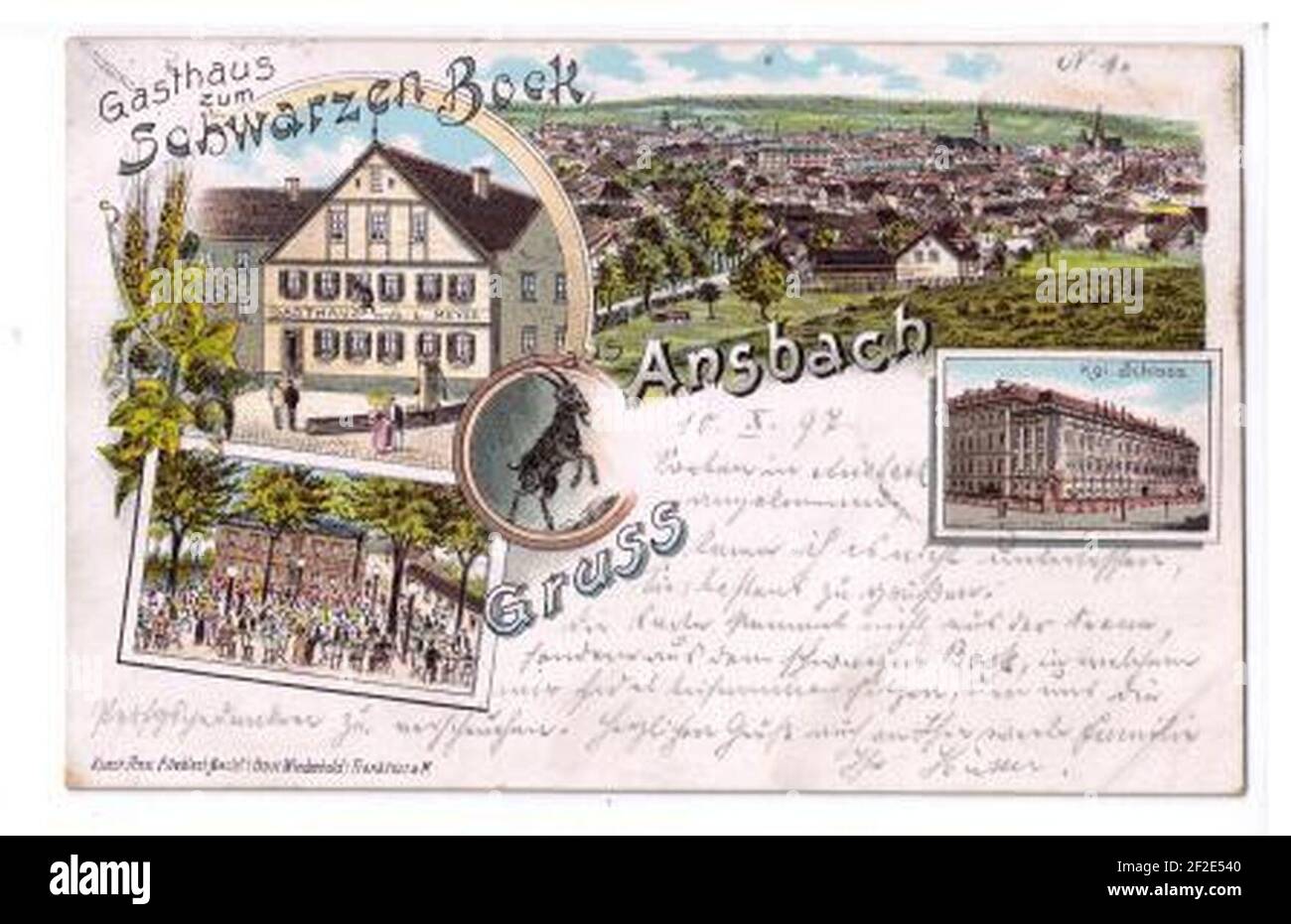 Postkarte Bock alte Fassade. Stock Photo