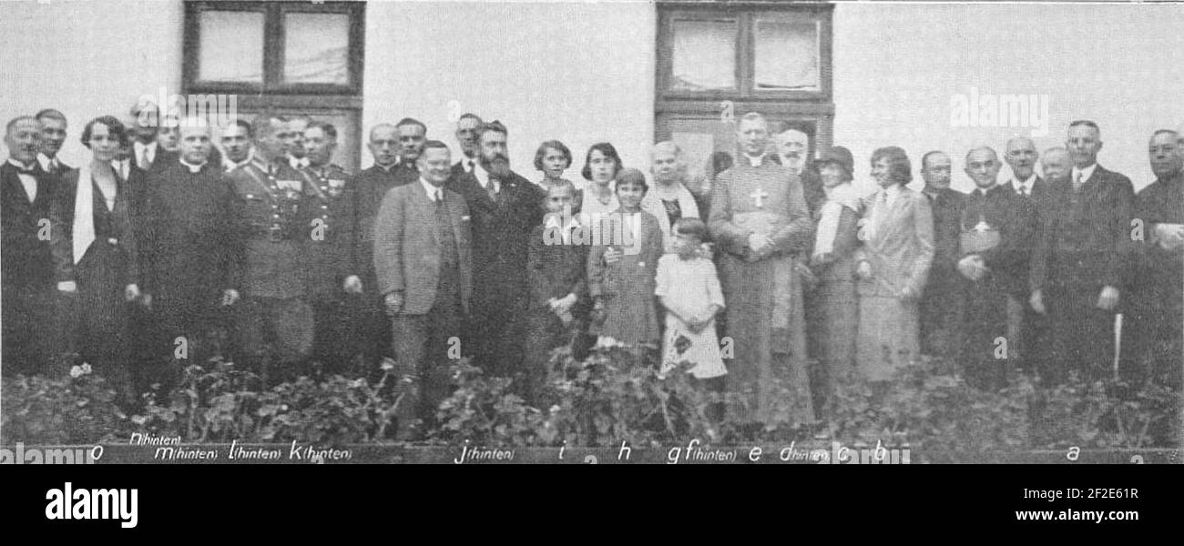 Poświęcenie kościoła Matki Bożej Nieustającej Pomocy w Załużu (1931-10-11). Stock Photo