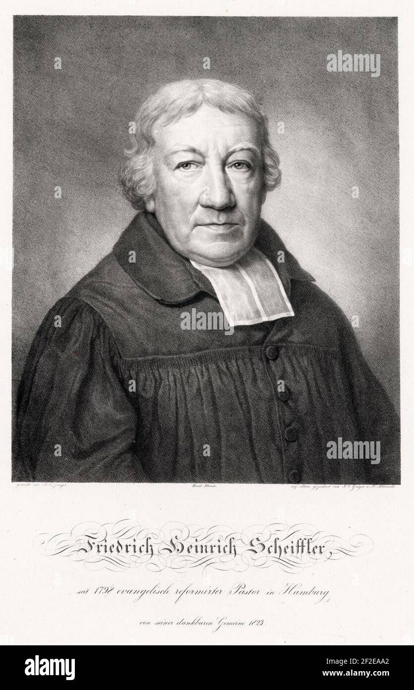 Friedrich Heinrich Scheiffler, seit 1798 evangelisch reformierter Pastor in Hamburg (1823). Stock Photo