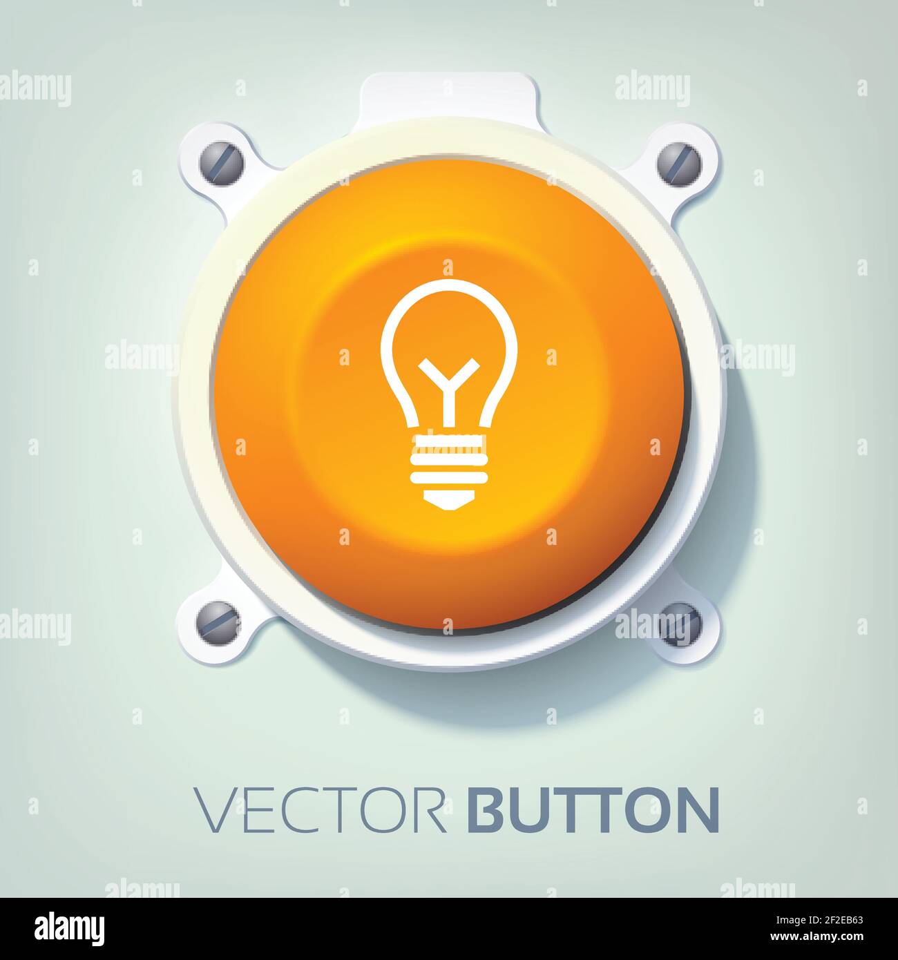 Web interface abstract template with bulb icon and orange round button ...