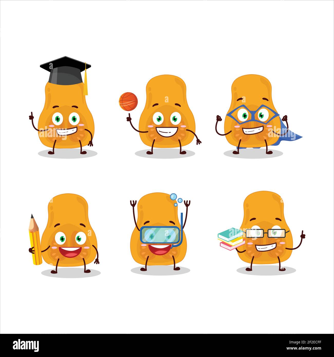 Doctor squash slices in a cartoon bowl Royalty Free Vector