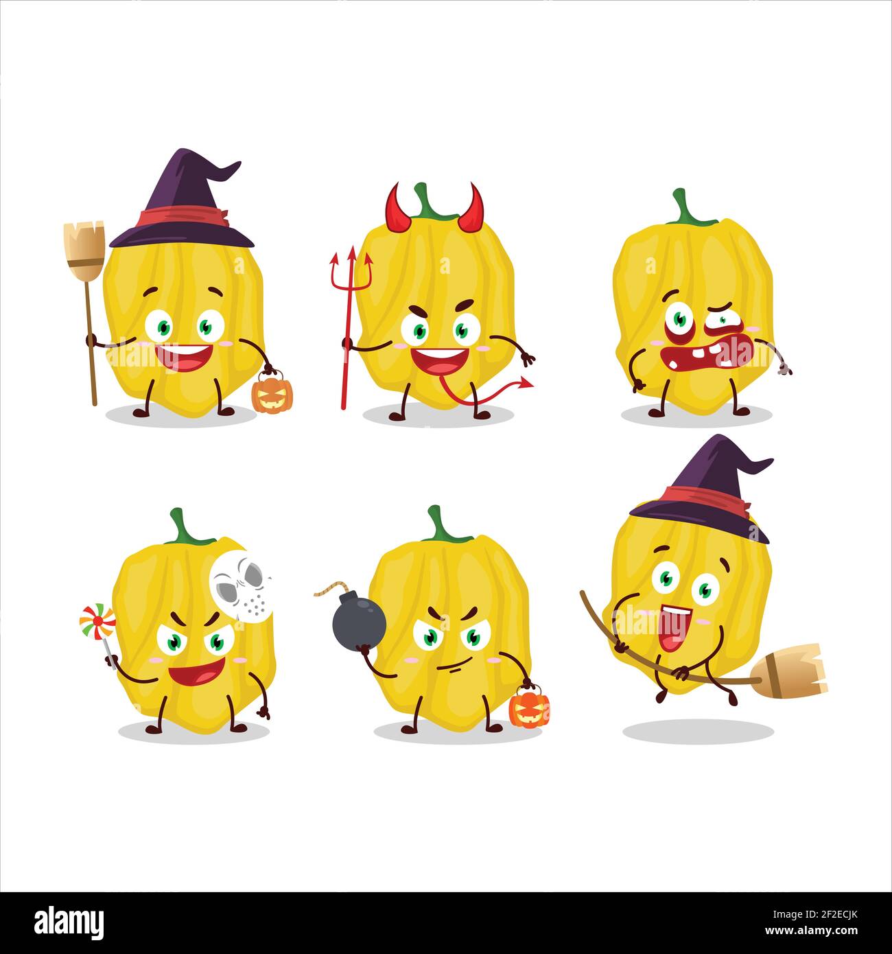 Halloween expression emoticons with cartoon character of yellow ...
