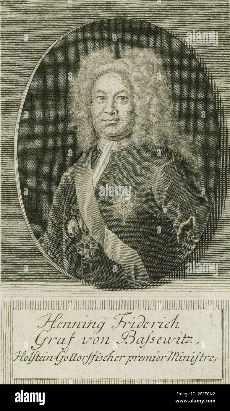 Henning Friedrich von Bassewitz, Holstein-Gottorffischer premier Ministre (1750). Stock Photo