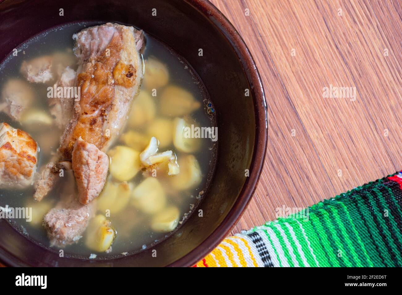White Pozole Mexican Pork And Hominy Corn Stew Stock Photo Alamy