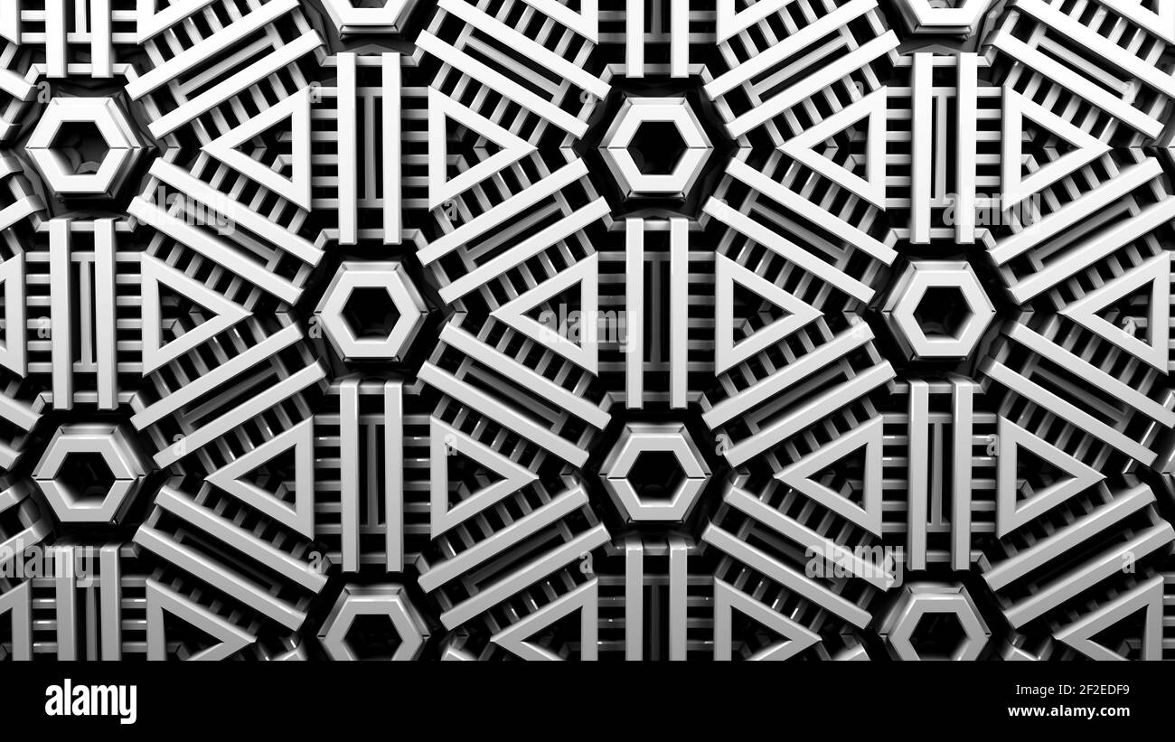 Abstract background with technology styled 3d pattern in hexagonal grid ...