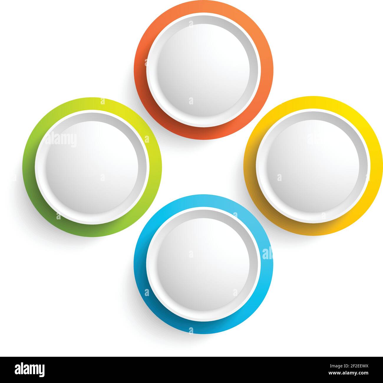 Abstract web elements collection with four colorful round buttons on ...