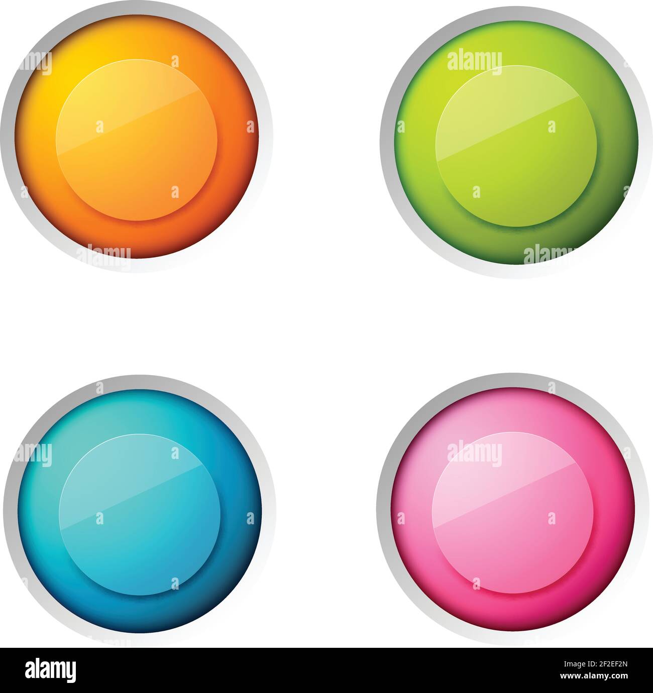 Abstract web elements set with colorful blank glossy round buttons on ...