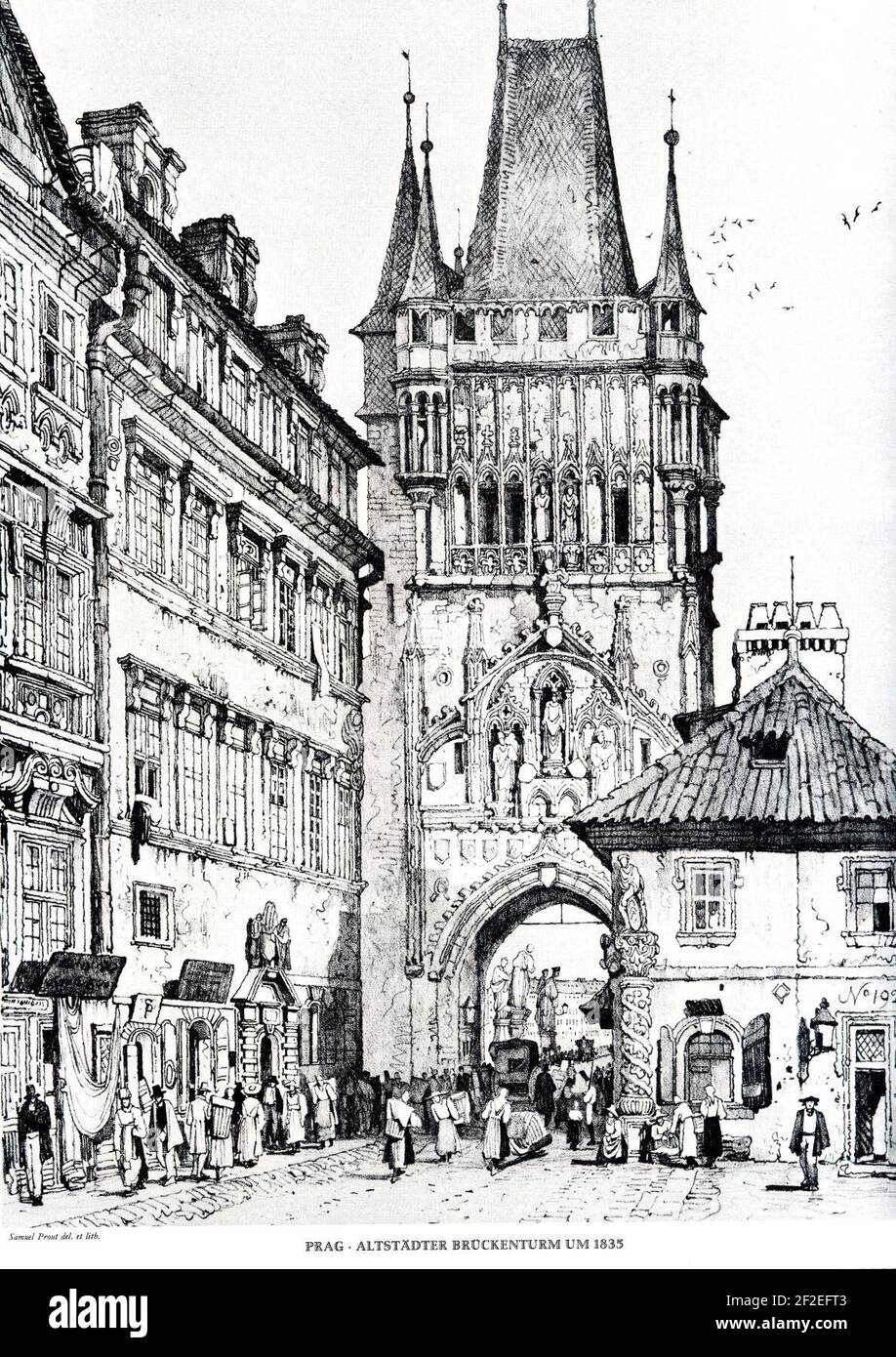 Prag Altstädter Brückenturm 1835. Stock Photo