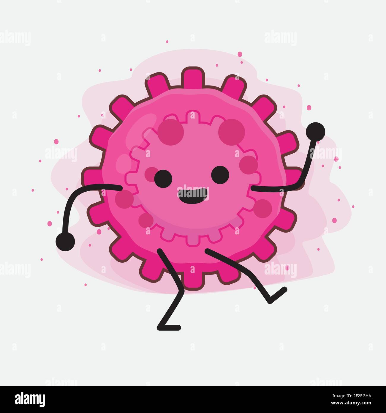Vector Illustration of Pink Virus Character with cute face, simple ...