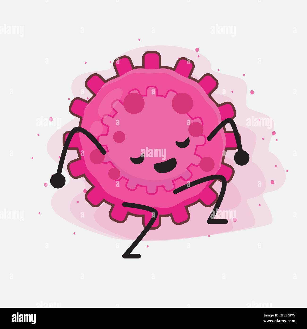 Vector Illustration of Pink Virus Character with cute face, simple ...