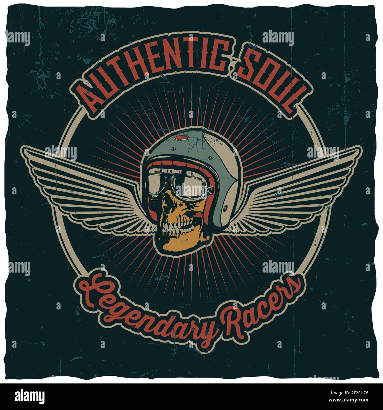 Legendary Racers Authentic soul legendary racers poster with skull in helmet and two ...