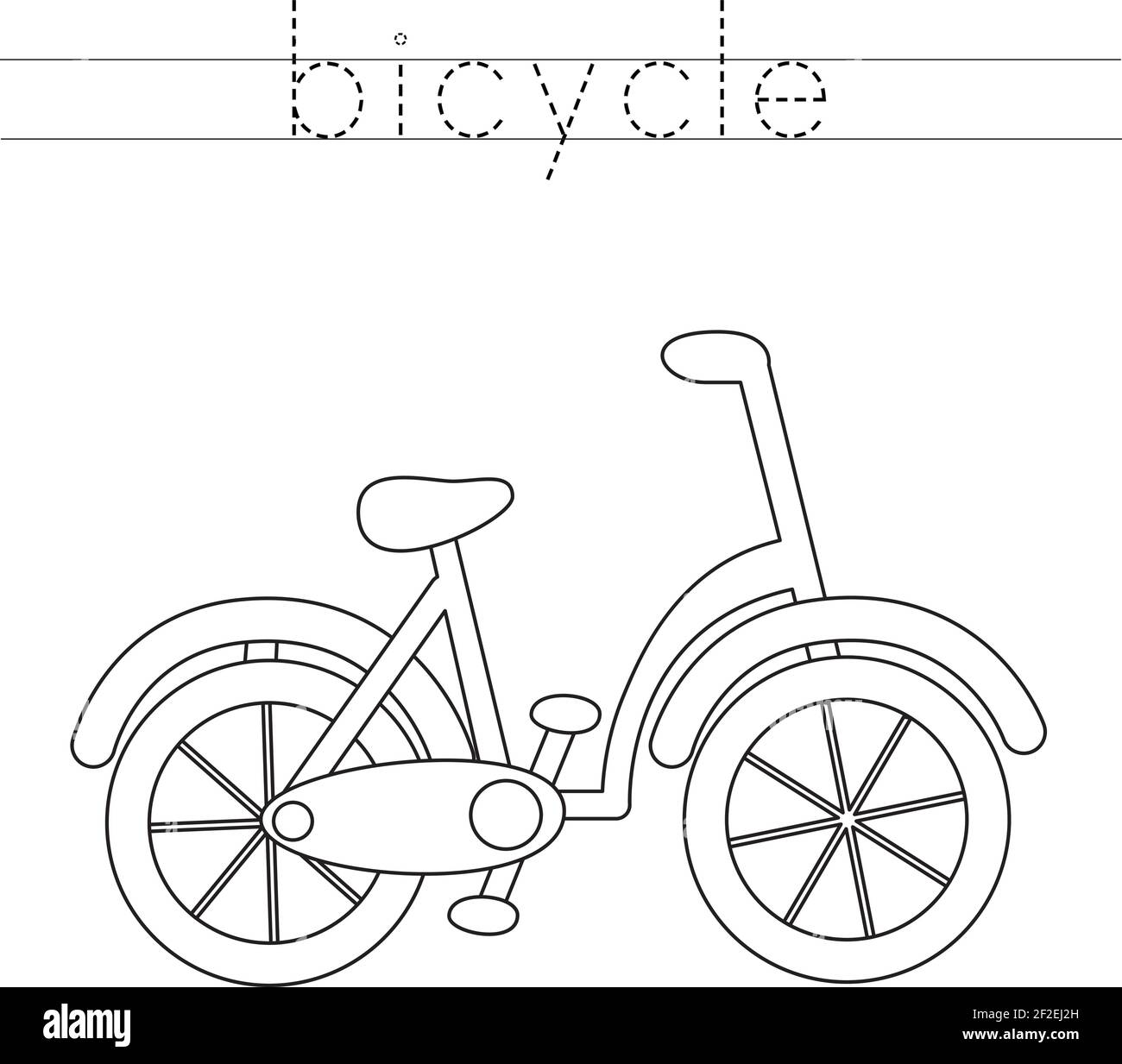 Trace the word. Color bicycle. Handwriting practice for preschool kids  Stock Vector Image & Art - Alamy