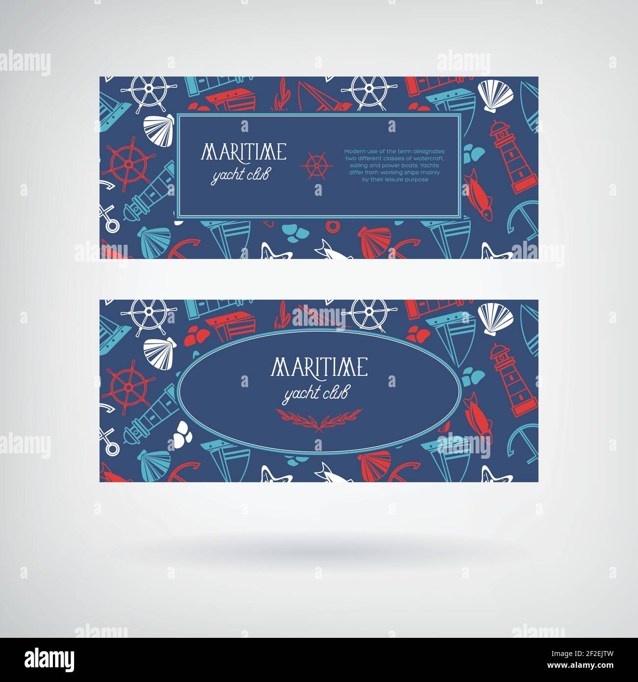 Vector set of two yacht club banners with the name of club and many