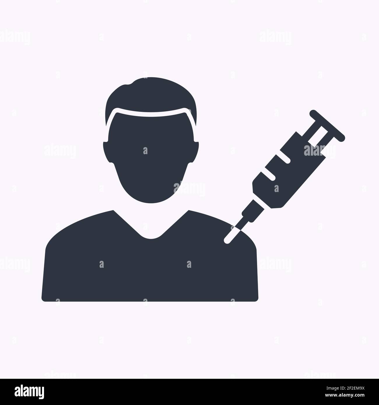 Man and syringe glyph icon on white background. Vector illustration. Stock Vector