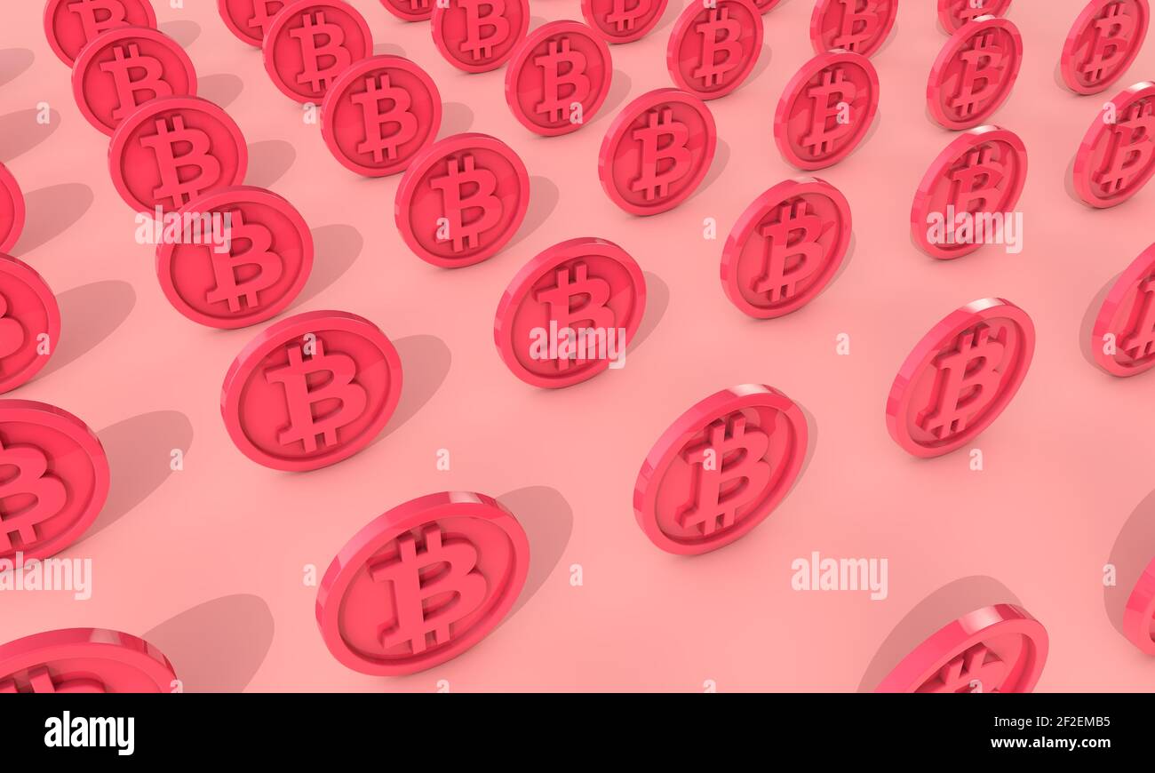 Bitcoin blockchain cryptocurrency logo on a coin. 3D Rendering Stock ...