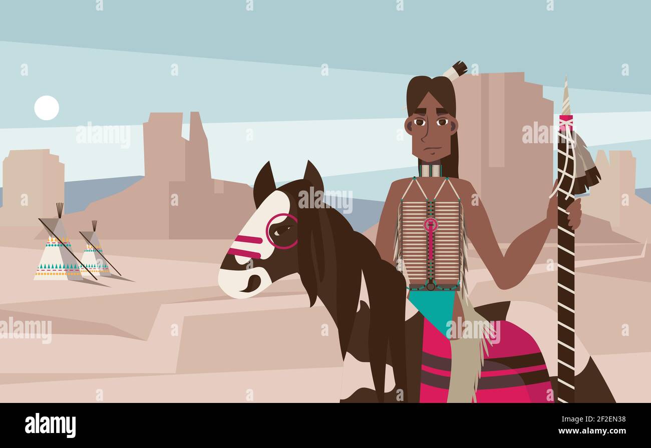 American indian warrior horse Stock Vector Images - Alamy