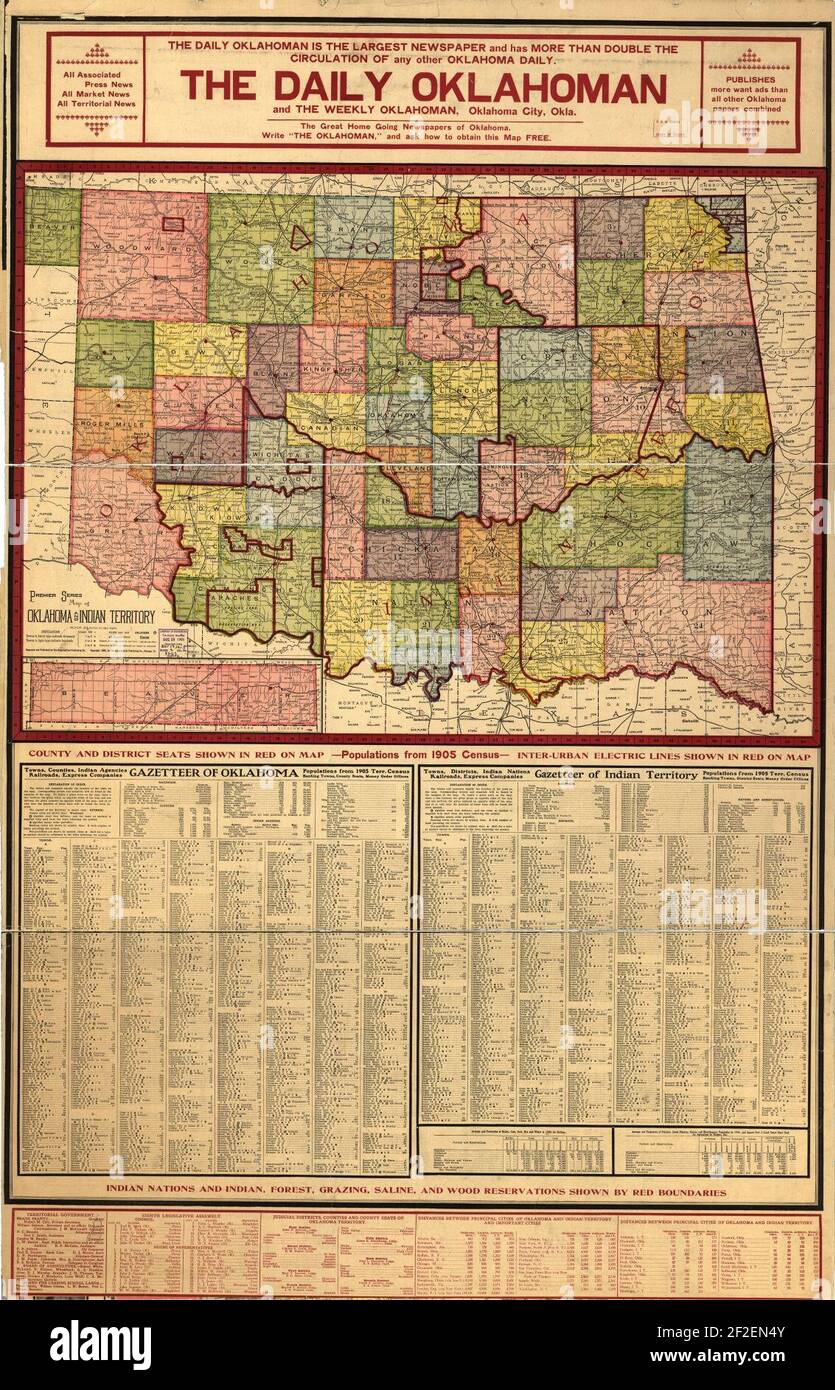 Premier series map of Oklahoma and Indian Territory. Stock Photo