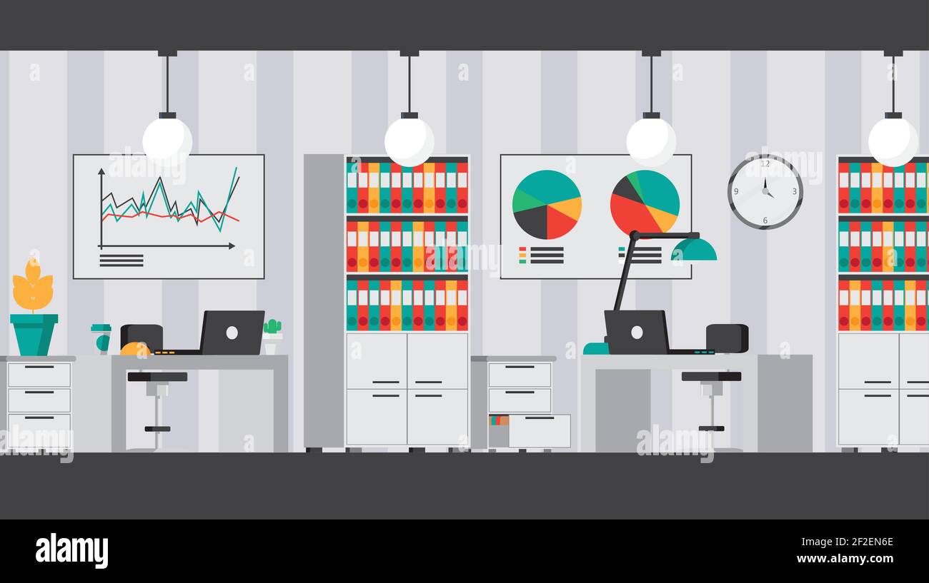 Office interior flat set Stock Vector Image & Art - Alamy