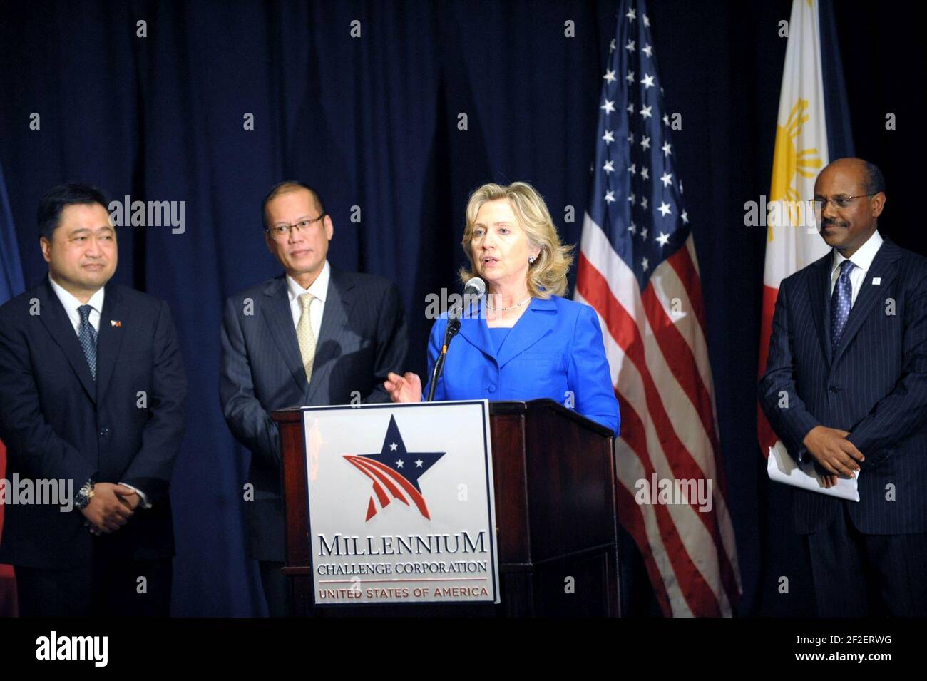 President Benigno Aquino III with U.S Secretary of State Hillary Clinton. Stock Photo