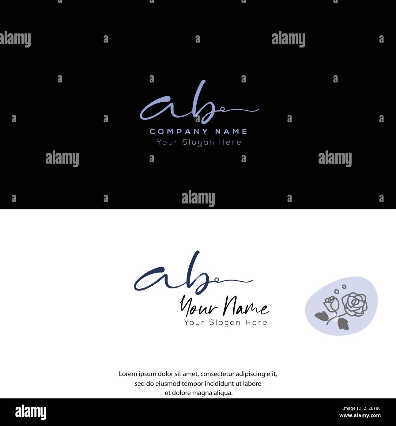 A B AB Initial letter handwriting and signature logo. Beauty vector initial logo .Fashion, boutique, floral and botanical Stock Vector