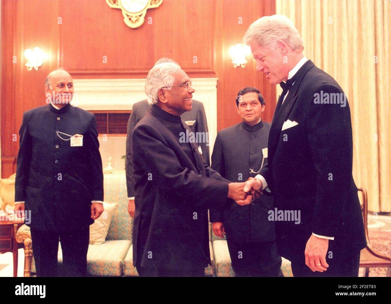 President Clinton with Indian president K. R. Narayanan01. Stock Photo