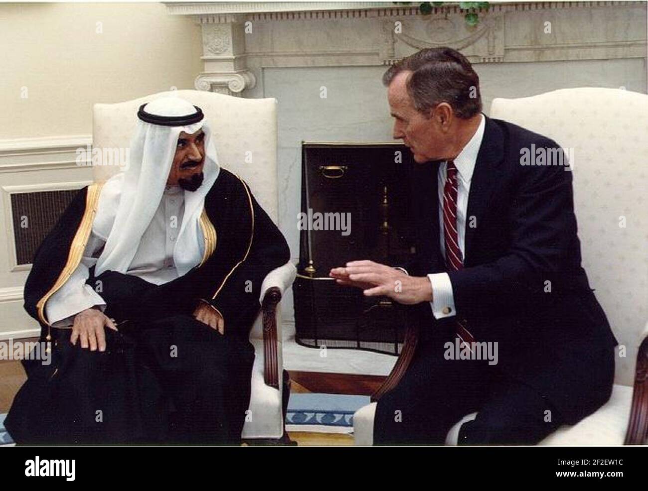 President H. W. Bush with the Emir of Kuwait, Jabir AlAhmad Al