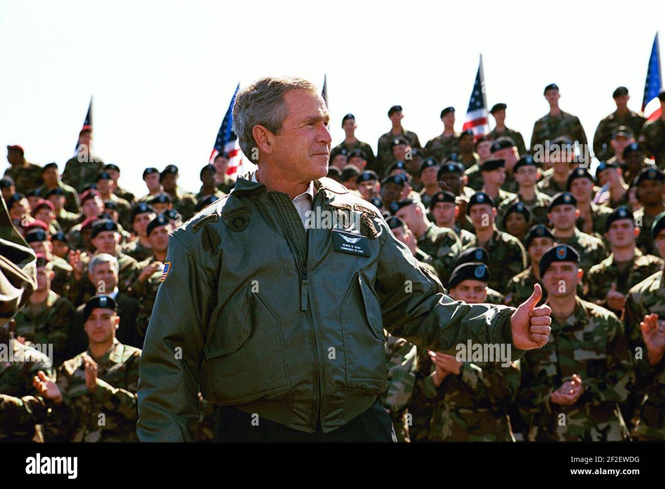 President George W. Bush at Fort Campbell, Kentucky. Stock Photo
