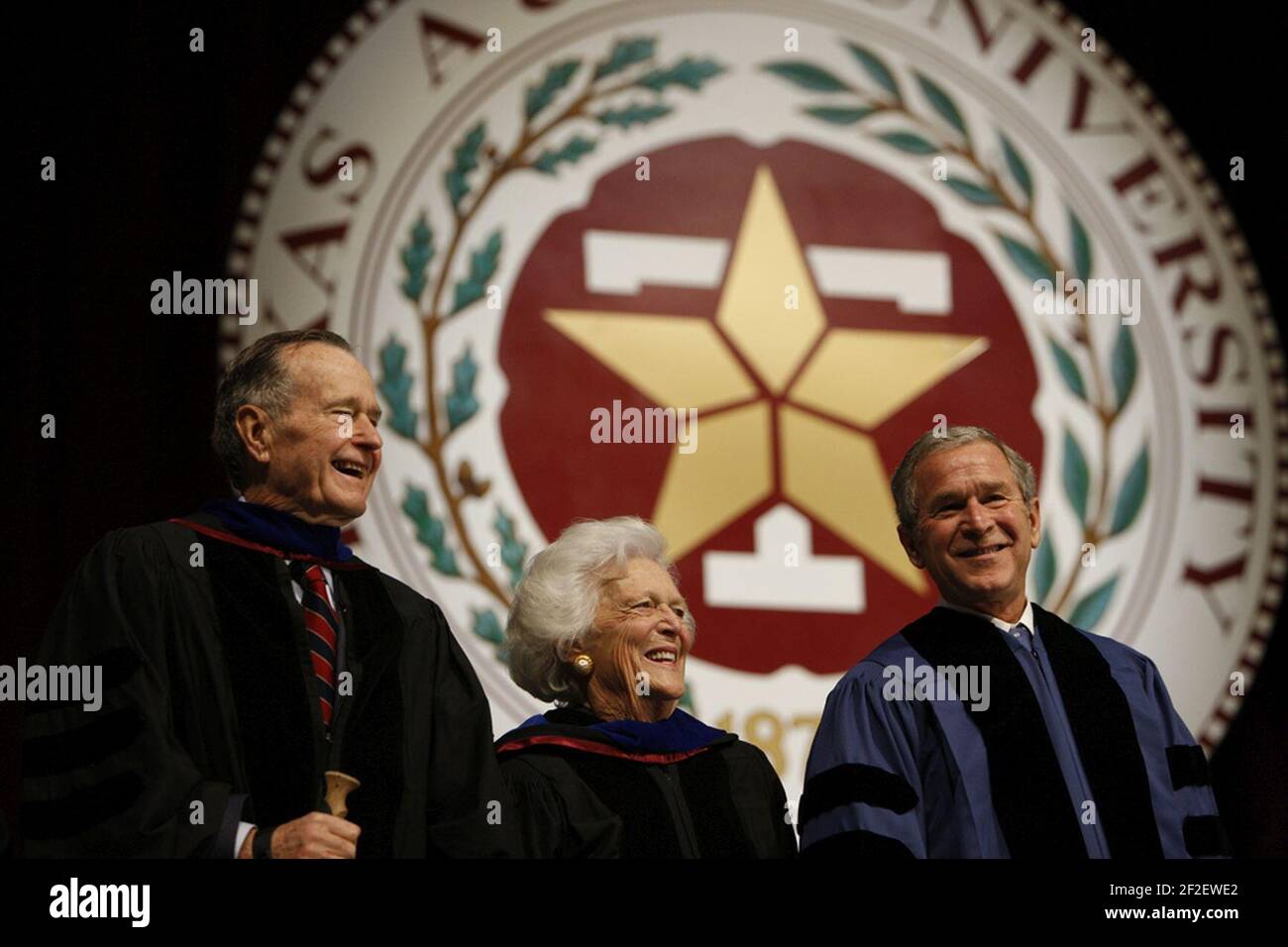 President George W. Bush at Texas A&M University. Stock Photo