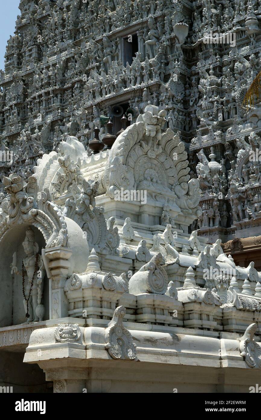 KANYAKUMARI, TAMILNADU, INDIA, MARCH 17: Kanyakumari, Tamilnadu, India, March 17, 2011. Suchindram temple dedicated to the gods Shiva, Vishnu and Brah Stock Photo