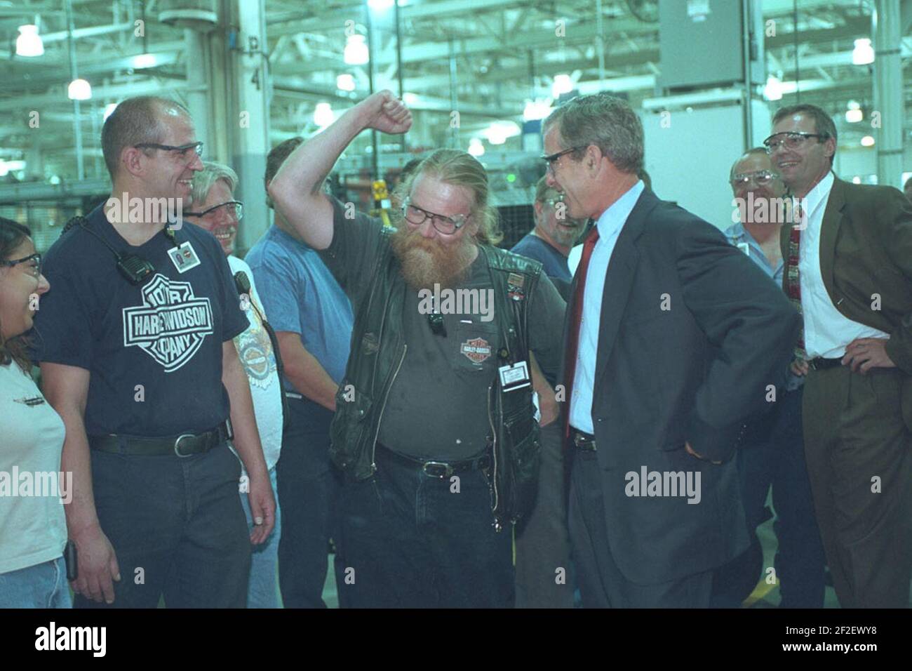 President George W. Bush Tours a Harley Davidson Plant in Milwaukee ...