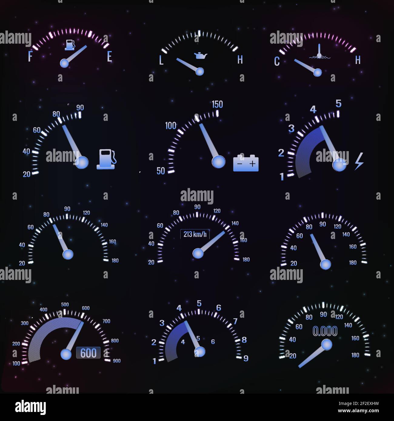 Dark speedometer interface set Stock Vector Image & Art - Alamy