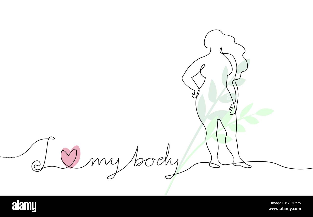Continuous one single line art curvy girl concept. Beautiful woman body  positive drawing sketch. Beauty plus size shape black white monochrome  vector Stock Vector Image & Art - Alamy