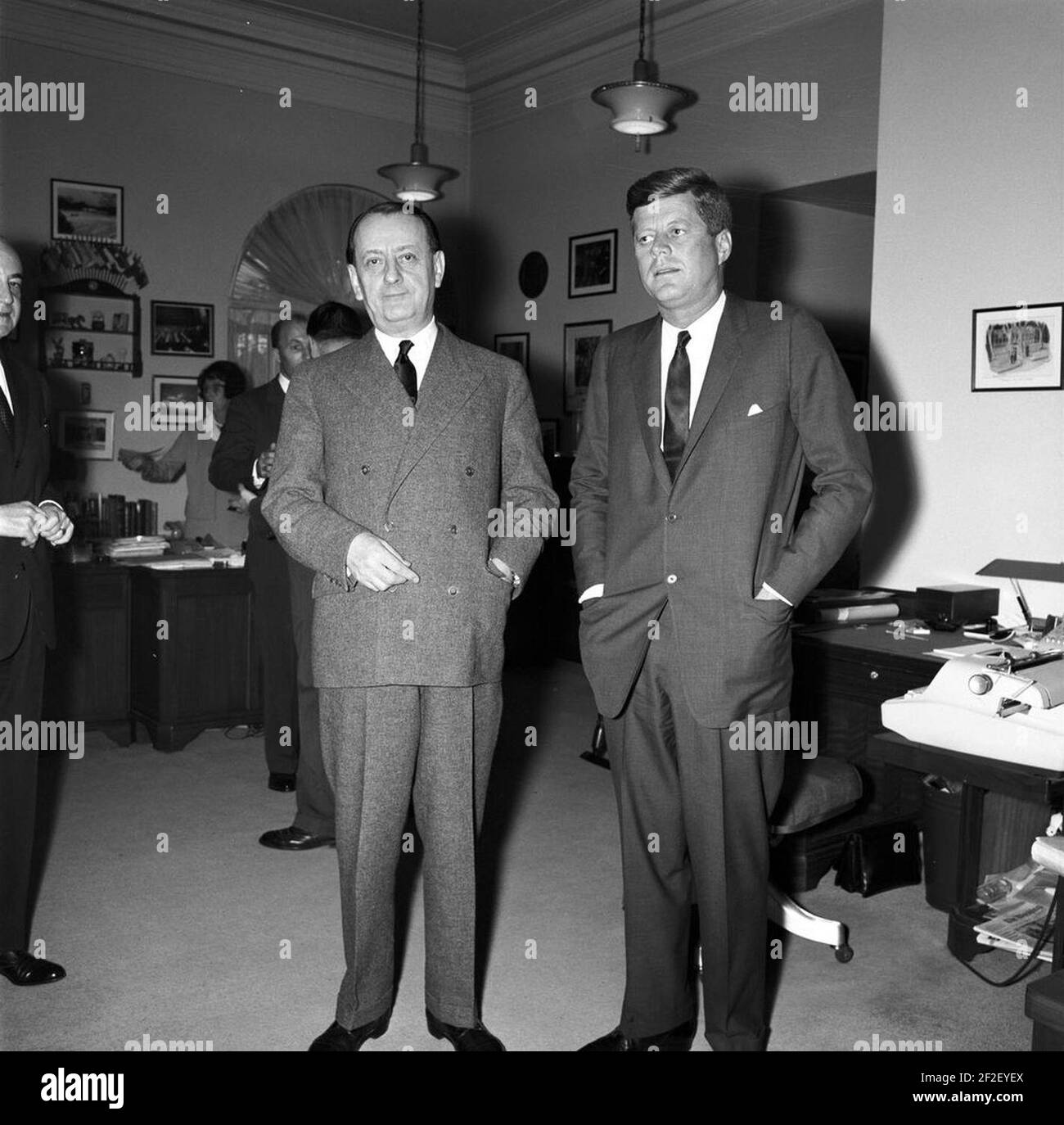 President John F. Kennedy with Minister of State for Cultural Affairs of France, André Malraux (01). Stock Photo