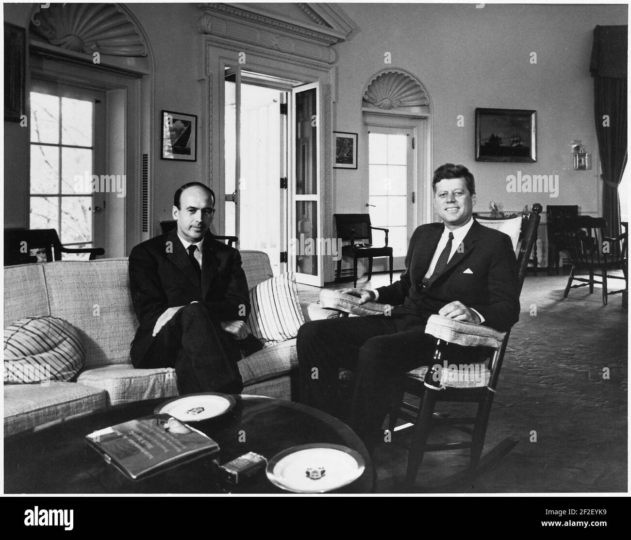 President John F. Kennedy with Valéry Giscard d'Estaing. Stock Photo