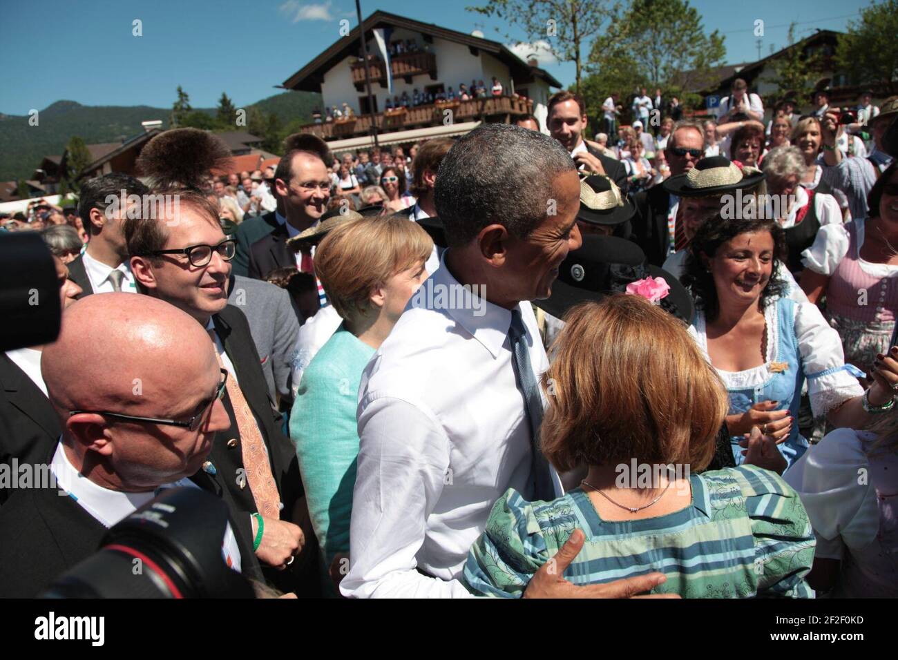 President Obama visits Krün in Bavaria Stock Photo